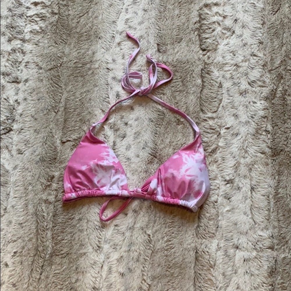 Women’s Pink and White Tie-Dye Bikini Top